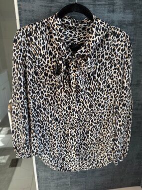 J.Crew Leopard Drapey Tie-Neck Top‎
